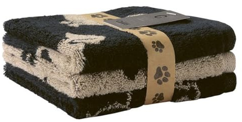 Cawö Seiftücher WE Love Dogs Mix 6249 3er Set Schwarz-Beige - 93