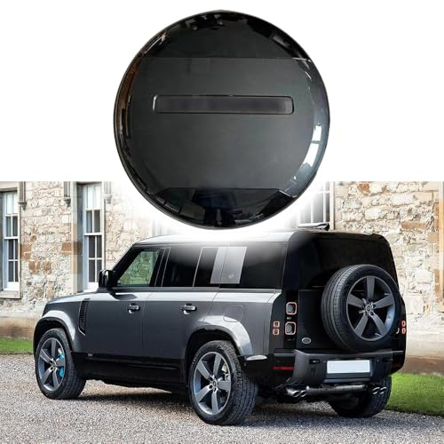 Carpathian Grey Spare Tire Cover ABS Spare Tyre Wheel Cover Protector fits for Land Rover Defender 90 110 130 2020-2026 (Carpathian Grey+Glossy Black+Black Letter)