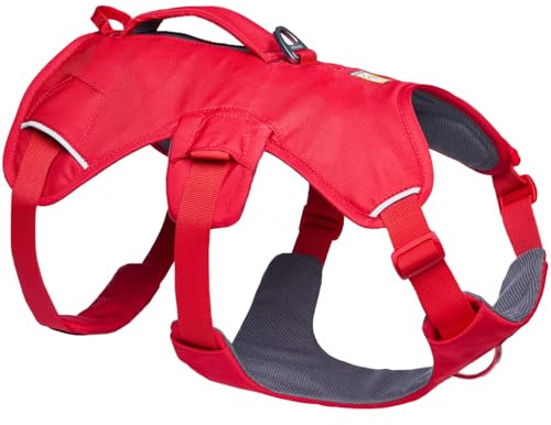 Ruffwear Web Master Hundegeschirr, Y-Front-Hundegeschirr mit Griff und verbesserter Schnalle, verstellbar und leicht für Spaziergänge und Wanderungen, fluchtsicher, Red Canyon, Large/X-Large | Drei-Riemen-Stil verhindert das Herausziehen, seitliche Halsschnalle, Griff zum Anheben und Unterstützen
