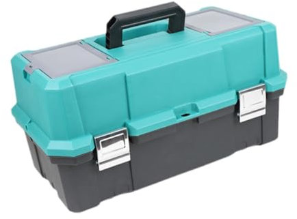 JISADER Caja de herramientas de mano, organizador de herramientas portátil de dos capas, estuche de almacenamiento bloqueable multiusos, caja de herramientas, Verde