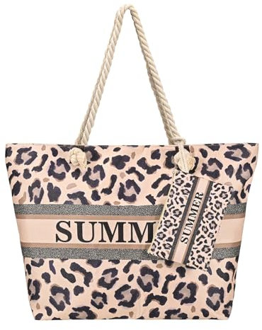 Kldgris Strandtasche, Große Strandtasche mit Reißverschluss Groß Damen Tote Bag Kommt mit kleiner Tasche Doppellagige Verstärkung Groß Shopper TascheGeburtstagsgeschenke Geschenke für Fraue (D)