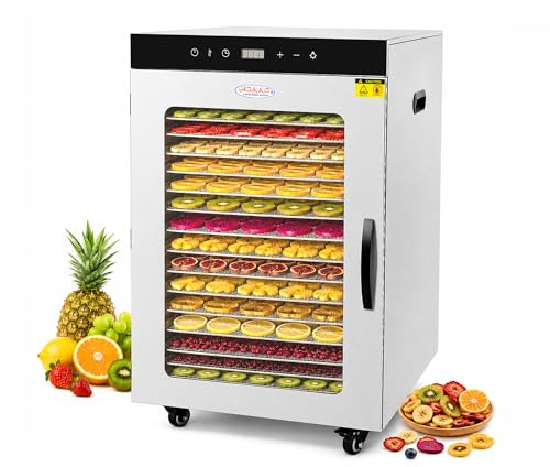 Hakka Déshydrateur Alimentaire Professionnel, 16 Plateaux, Pour Viande Séchée, Légumes, Fruits, Viande, Friandises pour Chiens et Herbes, en Acier Inoxydable, 1450 W