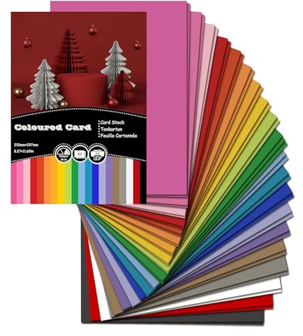 Coloured Card A4 Coloured Paper 70 Sheets Durable Smooth Suitable for Crafting, Cutting, Origami, Decorating, Sketching and DIY Art