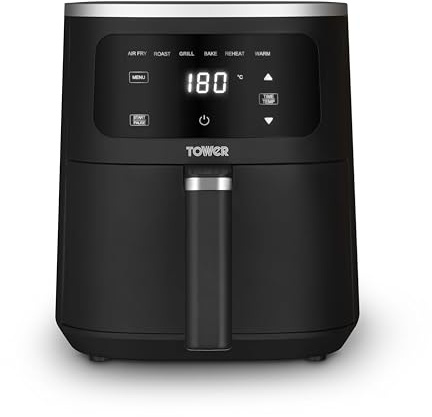Tower T17205AFR Digital Single Basket Air Fryer, 4L Capacity, Overheat Protection, 1300W, Black