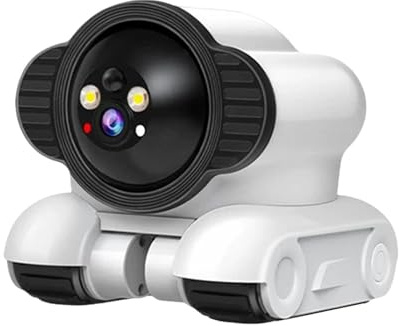 MotiveTech Robot Camera on Wheels Moving Sturdy Nanny Cameras Security Camera Double Lens for Elder Indoor Living Room, WiFi