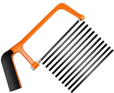 Junior Hacksaw Mini Hand Saw – Small Hack Saw for Metal Plastic Wood and PVC with Adjustable Angle 20cm Blade Lightweight DIY Tool for Beginners Home Projects Orange