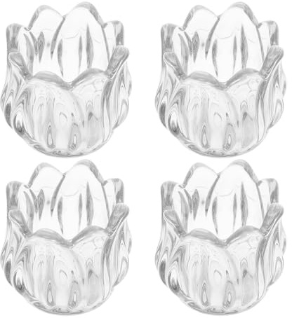 DIYEAH 4 Piezas Portavelas Votivos de Cristal, Frascos de Vidrio Transparente Forma de Tulipán, 100ml, para Velas Pequeñas, Fáciles de Limpiar, para Bodas y Salón