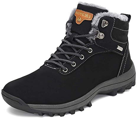 PASTAZA Warme Winterschuhe Herren Damen Winterstiefel Outdoor Winterboots Gefüttert Schneestiefel Schwarz 46
