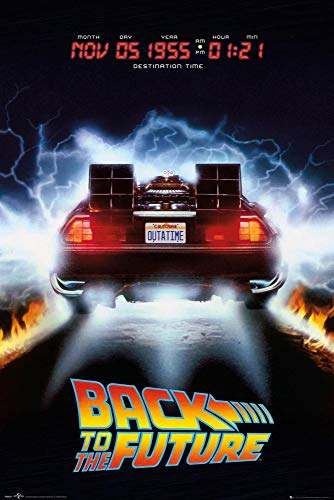 Close Up Zurück in die Zukunft Poster Delorean (61cm x 91,5cm) + weiÃŸe Geschenkverpackung. Verschenkfertig!
