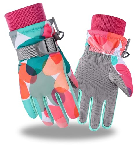 Tofern Kinder Skihandschuhe Wasserdicht für Snowboard, Junge/Mädchen Winter Handschuhe Warme Winddichte Fahrradhandschuhe