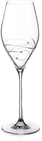 DIAMANTE Swarovski Prosecco Glass Single 'Spiral' Design with Swarovski Crystals