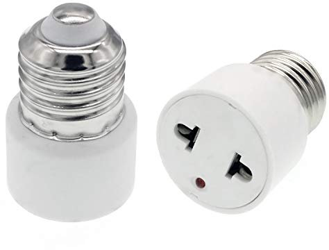 TWDRTDD confezione 2 anni di garanzia Convertitore presa di corrente E27 Base per lampada a presa CA tipo Europa (White,Pack of 2)