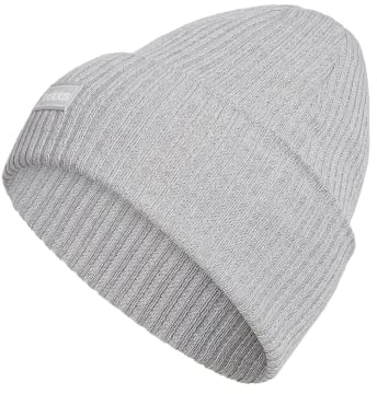 adidas Damen Beanie, 10,2 cm, Umschlagmanschette, Clearonixgrey-Lightonixgrey/Beamorange/Weiß, Einheitsgröße