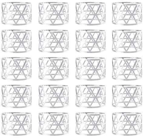 Yayatty Servilleteros para Cena, 16 Piezas Anillos de Servilleta Plata para Fiesta de Boda, Cumpleaños y Navidad