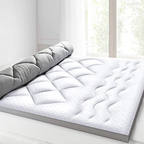 BedStory Double Bed Mattress Topper 6cm Thick, Hotel Quality Made with Soft & Breathable Polyester, Machine Washable Fluffy & Plump 135x190cm (1000 GSM Filling)