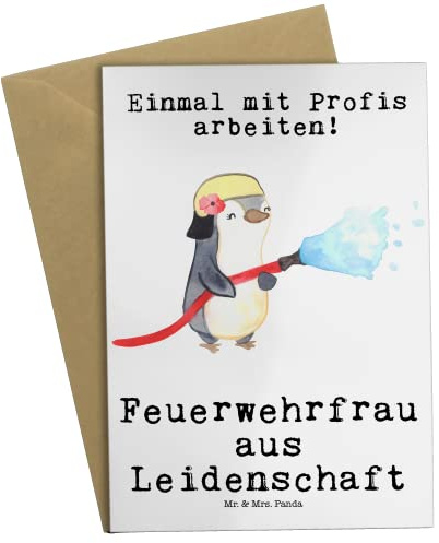 Mr. & Mrs. Panda Klappkarte Feuerwehrfrau Leidenschaft - Geschenk, Lustig, osterkarten, Grußkarten, Ausbildung, einladungskarten, Feuerwehr, hochzeitskarten, glückwunschkarten, weihnachtskarten