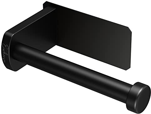 Ewhare Premium Toilet Roll Holder Wall Mounted - Self Adhesive, 304 Premium Stainless Steel Toilet Paper Holder for Bathroom & Kitchen - Waterproof & Rust Resistant - No Drilling Required (Black)
