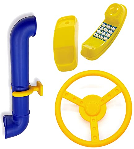 GK Zubehör-Set z.B. für Spielturm mit blauem Periskop, gelbem Telefon und Steuer-/ Lenkrad in der Farbe (gelb)