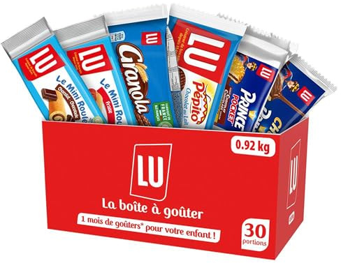 LU - La Boîte à Goûter - 1 Mois de Goûters* Enfant - 30 Biscuits et Gâteaux Individuels - Prince Pocket, Choco Prince, Pépito, Granola Chocolat, Mini Roulé - Récréations Sorties Vacances - 0,92 kg | 30 Portions individuelles | Prince Pocket, Choco Prince, Pépito, Granola, Mini Roulé| Idéal et pratique pour le goûter