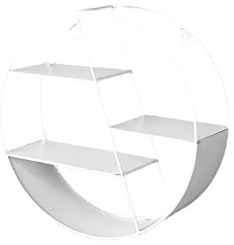 Cabilock Rundes Wandregal Metall Kunst Nordischer Stil Mehrschichtiges Lagerregal Für Wohnzimmer Schlafzimmer Küche Dekoration (weiß)