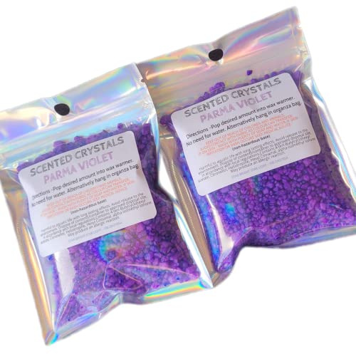 2x Scented Crystals - Perfume, Fruit, Sweet Scents - Large 80g - For use in Oil Burner or Wax Warmer -Less Messy Wax Melt Alternative (Parma Violet)