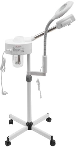 Gesichtsdampfer mit 5X Lupe, Bedampfer mit Lupenleuchte Warme Nebel Dampfgerät für Gesicht Gesichtssauna Bedampfer Dampf Maschine Facial Steamer Feuchtigkeitsspendende für Zuhause Salon Spa