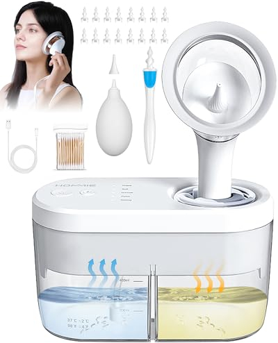 Hommie Pulizia Orecchie Elettrico, Kit di Irrigazione per la Pulisci Orecchie Con 4 Modalità di Pressione, Sicuro ed Efficace per Adulti e Bambini