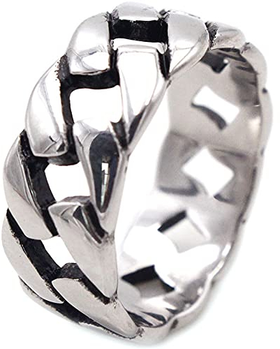BCughia Vorsteckring Silber, Ring Schmuck Mann Titan Stahl Flacher Kettenring aus Silber Valentinstag Eheringe Geschenke Größe 60 (19.1)