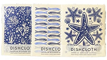 SeaKisses - Pack of 3 Different Swedish Coastal Dishcloths