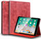 Gexmil Hülle für iPad 9./8./7. Generation 2021/2020/2019 10,2 Zoll Echt Leder Hülle Anti-Fingerabdruck,Automatischer Schlaf/Aufwachen,Einstellbarer Ständer,Rot