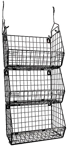 QNLALZM 3 Tier Hanging Foldable Closet Organizer Clothes Shelves Countertop Caddy Bin Wall Mount Shelf Wire Storage Basket Bins for Clothing Sweaters Handbags Snacks Drinks Fruits Vegetables…