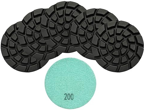 Almohadillas de pulido de hormigón de diamante – BRSCHNITT 6 unidades de 4 pulgadas grano #200 almohadillas de renovación de unión de resina beton disco de reparación de renovación de piso
