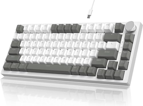 ATTACK SHARK Tastiera meccanica AK820 sostituibile a caldo 75% per cento, TLK Custom Wired Keyboard Gaming con manopola rotante, schiuma Poron, pad in silicone, retroilluminazione a LED, NKRO per