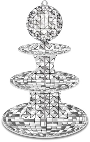MAIGO 3 Tier Disco Ball Decorations Cupcake Stand-Glitter Mirror Disco Party Theme Decorations for Girls,1970s Disco Ball Cupcake Stand Decorations Cupcake for Birthday Disco Theme 70s Party Supplies