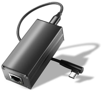 REVODATA 25W PoE zu TypeC Adapter Konverter, PoE zu USB-C Stromausgang mit Ethernet, 5V/9V/12V/15V/20V Adaptiver Ausgang, kabelgebundenes Breitband und PD-Laden für Telefon/Tablet (PD2CAT-20V)