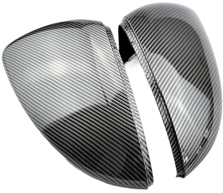Spiegelkappen Seitenspiegel Abdeckkappen 2 Stück Carbon Look Hellschwarz Matt Chrom Rückspiegelabdeckung Spiegelabdeckungen Kappen Für VW Für Golf MK7 7,5 Für GTI 7 7R(Carbon Look Black)