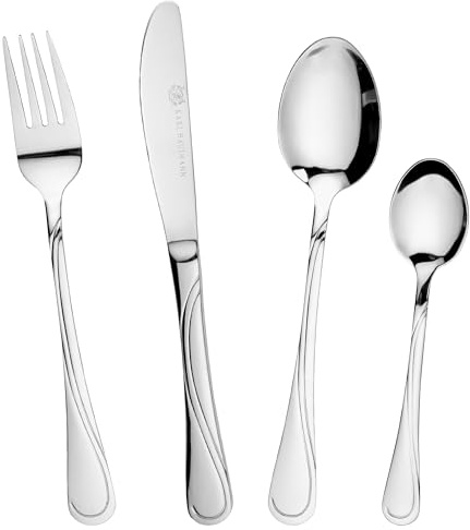 KARL HAUSMANN Service de Table 6 Personnes, 24 Pièces en Acier Inoxydable - Ménagère avec Couteaux Fourchettes Cuillères et Petites Cuillères, Poli Brillant, Couverts Lave-Vaisselle