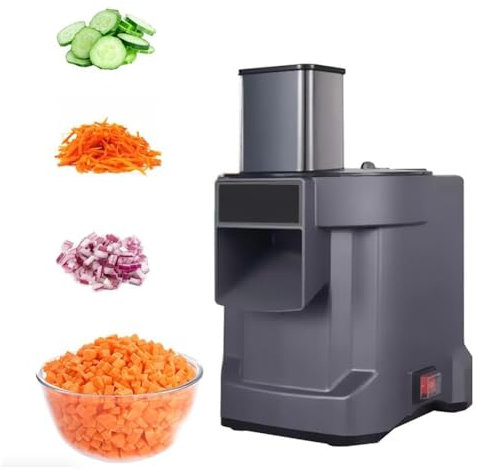 Cortadora de frutas y verduras comercial, cortadora de verduras eléctrica multifuncional, rallador rotatorio eléctrico, cortadora de verduras eléctrica 3 en 1: corta en cubitos, tritura y rebana