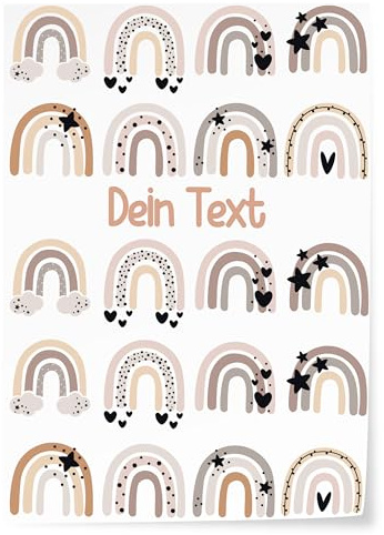 GRAZDesign Bügelbilder Kleine Regenbogen Set mit Namen personalisiert, Aufbügler DIN A4 Bogen