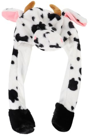 JOINPAYA 1stück Kuhmütze Aus Plüsch Für Erwachsene Und Elastische Cartoon-mütze Mit Beweglichen Kuhohren Für Winter Und Cosplay Wärmt Hals Und Ohren Bei Kälte