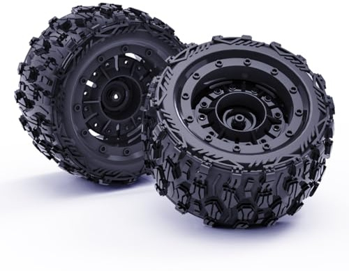 12mm Hex Hub RC Wheels and Tires, 1/16 RC Tires RC Truck Wheel Rims & Rubber Tires for 1/16 Off-Road RC Ca,Spare Parts RC Vehicle Wheels