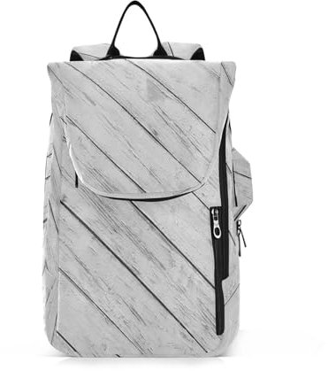 Amooorous Tennisrucksack für Erwachsene, wasserdicht, weiße Holzmaserung, Reisen, Sporttasche, Turnbeutel für Tennis, Badminton, Racketball