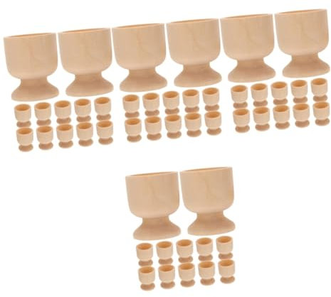 Amosfun 4 Set Vassoio per Uova di Pasqua Portauovo per La Colazione Impostore Base di di Pasqua Fai da Te Giocattoli per Finto Coperchio Eggmazing di Legno 12 Pezzi * 4