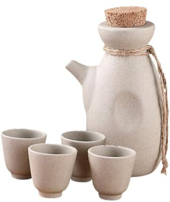 EXHUMKY Sake Satz Keramik Japanischer Stil 300ml Weinbehälter 50ml Sakebecher Haushaltsweintopf Für Zuhause Und Restaurant