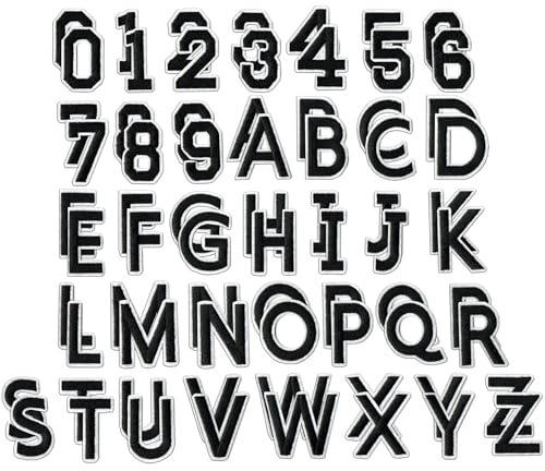 72 pcs Buchstaben zum Aufbügeln Bügelbilder für Textilien Bügelflicken Kinder Schwarze Buchstaben Zahlen Patches zum Aufbügeln Buchstaben Aufkleber Patch