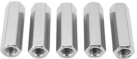 5 Pcs M10x1.5 L55mm 304 Stainless Steel Hex Coupling Nuts, proof Anti Hex Connection Nuts for Fastening Bolts and Studs