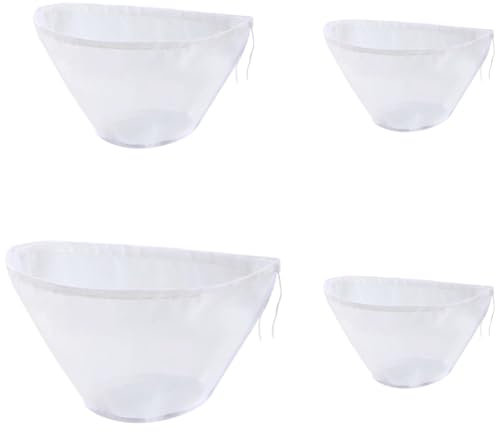 TRKETK 4 Pcs Filter Strainer Bags Cheese Cloths Bags Reusable Filter Cloth Cold Brew Bag Bowl-Shaped Nylon Nut Milk Bag for Cooking Yogurt Nut Milk Oat Milk Almond Cheese Food Straining