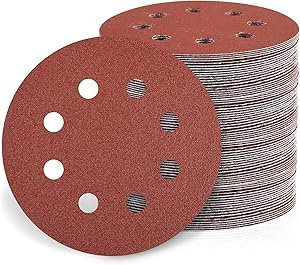 80Pcs 115mm Sanding Disc Assortment 60/100/150/180/240 Grit Sandpaper, 4.5Inch 8 Hole Angle Grinder Discs for Woodworking, Metal, DIY & Power Tools
