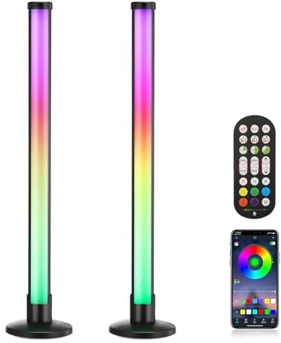 Marooma Lampe LED sur Pied RGB, 2Pcs WiFi Lampadaire avec Synchronisation Musicale et Ambiance Réglable, 16 Millions Couleurs, Lampe d'Ambiance Moderne pour Salon, Chambre, Salle de Jeux