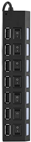 USB Hub, USB Extender 7 Puerto Hub 3.0 Splitter para Portátiles, PC, Flash Unidades